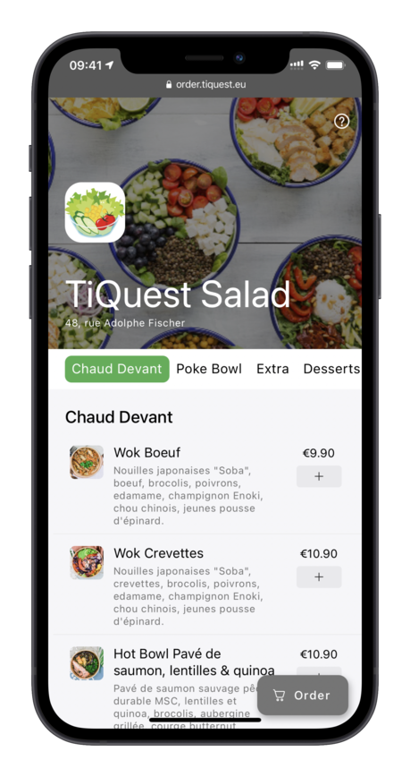 TiQuest Menu Digital exemple Restaurant
