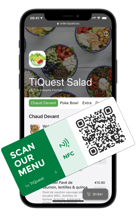 TiQuest Menu Digital exemple avec QR code