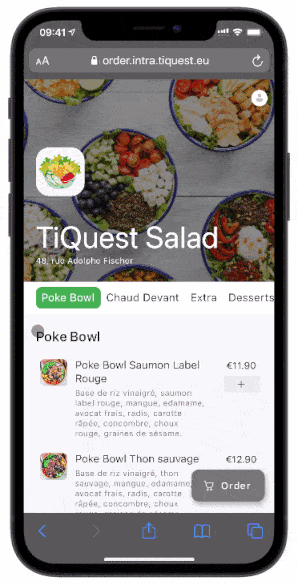 TiQuest Menu Digital exemple commande
